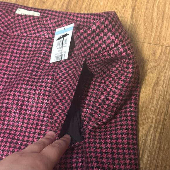 L’Agence Livvy Wool Blend Houndstooth Trouser in Metallic Pink and Black Size 18 - Picture 9 of 15